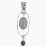 Rainbow Moonstone Silver Pendant