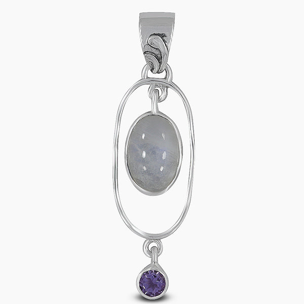 Rainbow Moonstone Silver Pendant