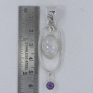 Rainbow Moonstone Silver Pendant