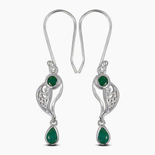 Emerald Sterling Silver Earrings