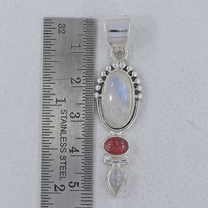 Rainbow Moonstone Silver Pendant
