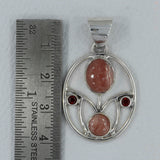 Pink Rhodochrosite 925 Silver Pendant