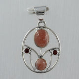 Pink Rhodochrosite 925 Silver Pendant