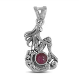 Tourmaline Mermaid Silver Pendant