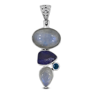 Rainbow Moonstone Silver Pendant