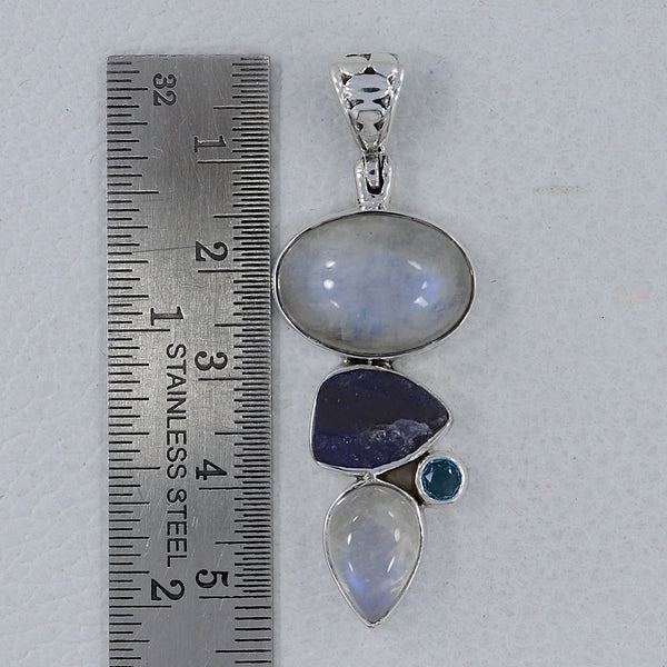 Rainbow Moonstone Silver Pendant