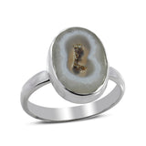 Solar Ice Quartz Silver Ring