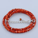 Red Coral Sphere Beads 925 Sterling Silver Necklace