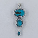 Natural Mexican Turquoise Silver Pendant