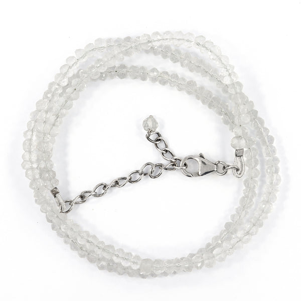 Beaded Crystal Quartz Sterling Silver Necklace Jewelry