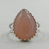 Peach Moonstone Gemstone Silver Ring