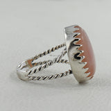 Peach Moonstone Gemstone Silver Ring