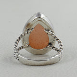 Peach Moonstone Gemstone Silver Ring