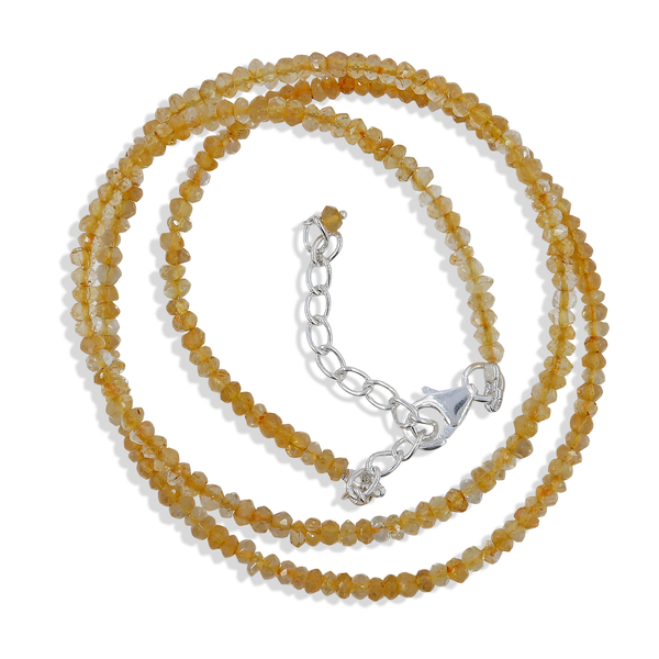 Natural Citrine Strand Silver Beads