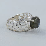 Green Amethyst Silver Ring