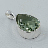 Green Amethyst Silver Pendant