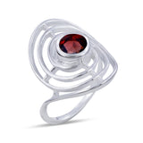 Natural Garnet Silver Ring