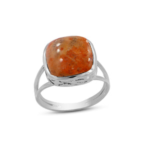 Natural Black Onyx Cab Silver Ring