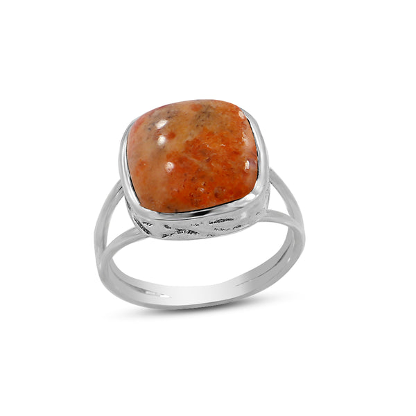 Natural Black Onyx Cab Silver Ring