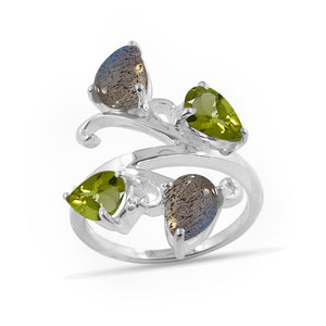 Labradorite & Peridot Silver Rings