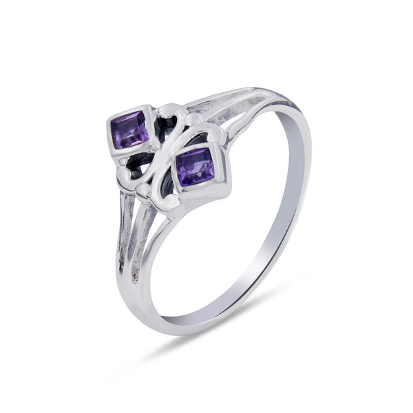Natural Amethyst Silver Ring