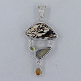 Peanut Wood Jasper, Labradorite, Citrine Silve Pendant