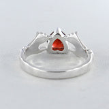 Garnet Heart Shape Silver Ring