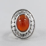 Hessonite Silver Ring