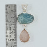 Raw Aquamarine 925 Silver Pendant