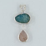 Raw Aquamarine 925 Silver Pendant