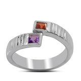 Amethyst, Garnet Gemstone Ring -Bypass Jewelry