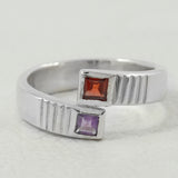 Amethyst, Garnet Gemstone Ring -Bypass Jewelry