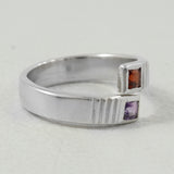 Amethyst, Garnet Gemstone Ring -Bypass Jewelry