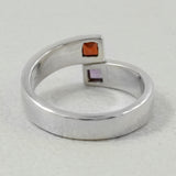 Amethyst, Garnet Gemstone Ring -Bypass Jewelry