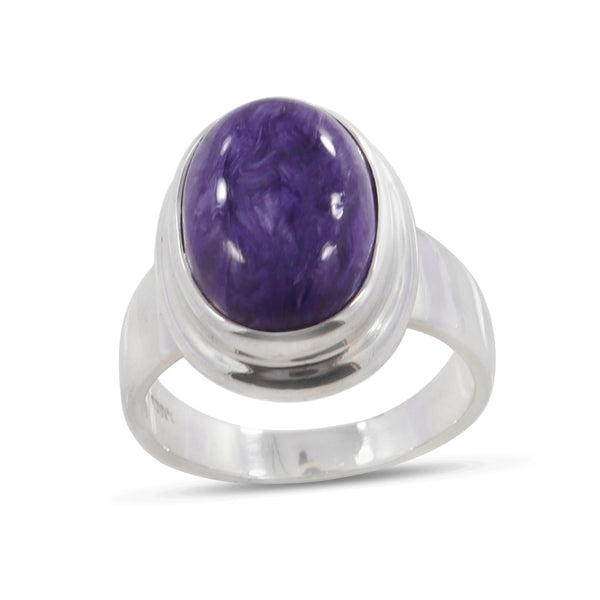 925 Sterling Silver Charoite Ring
