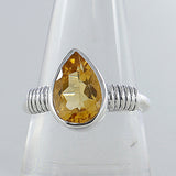 Natural Citrine Gemstone Silver Ring