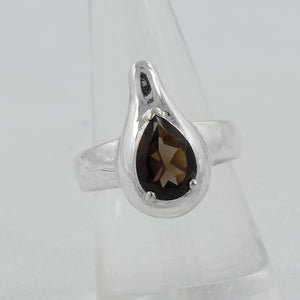 Smoky Quartz Gemstone Silver Ring