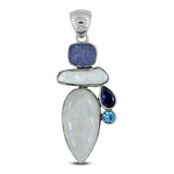 Rainbow Moonstone Silver Pendant