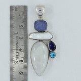 Rainbow Moonstone Silver Pendant