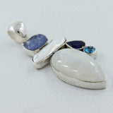 Rainbow Moonstone Silver Pendant