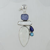 Rainbow Moonstone Silver Pendant