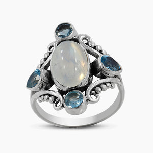 Labradorite Flashy Stone Designer Silver Rings