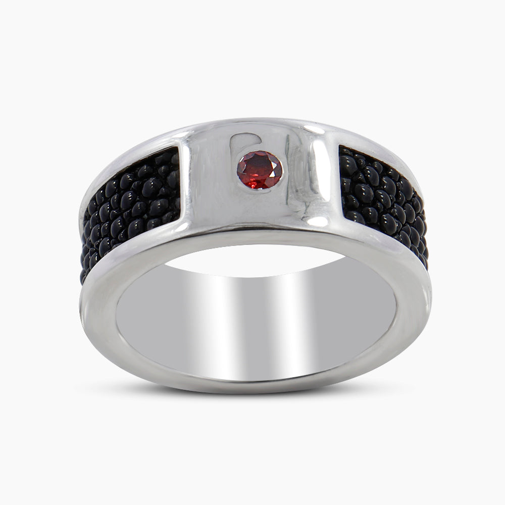 925 Silver Garnet Stingray Design Band Rings