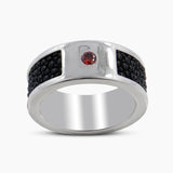 925 Silver Garnet Stingray Design Band Rings