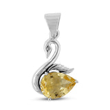 Citrine Swan Duck Silver Pendant