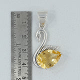 Citrine Swan Duck Silver Pendant