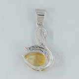 Citrine Swan Duck Silver Pendant