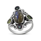 Labradorite Flashy Stone Designer Ring