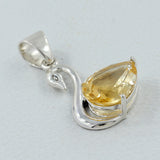 Citrine Swan Duck Silver Pendant