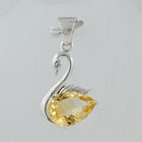 Citrine Swan Duck Silver Pendant